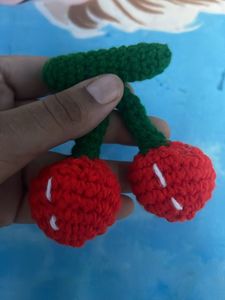 Crochet Cherry With Keychain