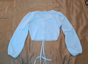 White Long Sleeve Crop Top