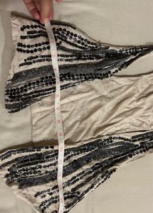 Sequin Embellished Open Front Waist Jacket