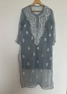 New Elegant Grey Lucknowi Kurta!