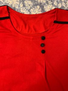 Red Button Detail Top