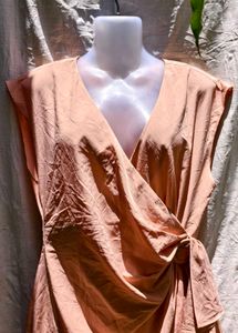 I. Peach Wrap Dress