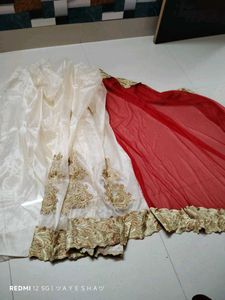 Elegant Red &amp; Cream Saree