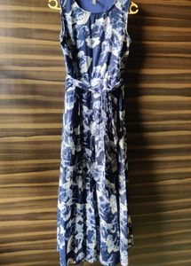 Navy Blue Printaxi Dress