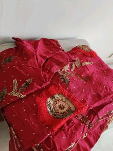 Elegant Red Embroidered Saree