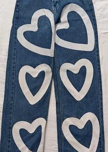 Heart Design Denim Jeans