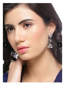 Voylla silver-toned Jhumka Earrings