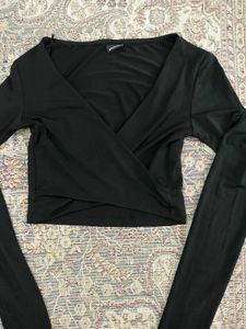 Basic Black Cross Fitted Top.