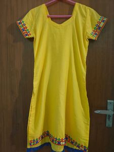 Embroidered Yellow Kurta