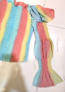 Rainbow Off-Shoulder Top