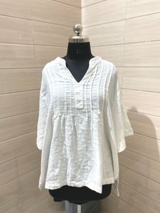 Oversized pure cotton Flowy White Blouse