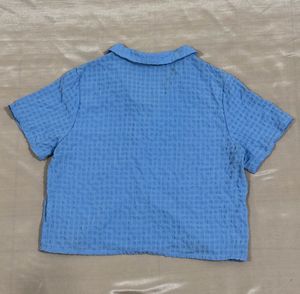 Button-Up Blue Shirt Korean
