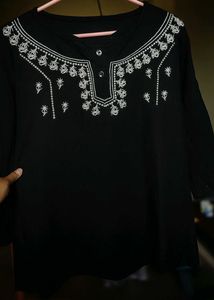 Embroidered Black Short Kurti/top❤