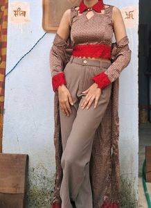 Patterned Top &amp; Duster Set