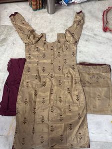 Elegant Gold Embroidered Salwar Suit