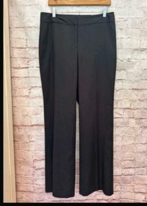 Striped mid rise bootcut formal trousers