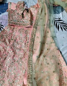 Peach Embroidered Lehenga Set