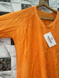 Chanderi Silk Orange Kurti