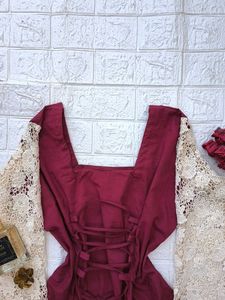 Corset Back Lace Sleeves Kurti 🫶🏻🎀