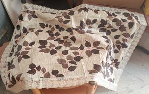 Floral Leaves Coffee Brown Beige Table Cover