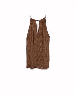 ZARA Brown Polka Dot Halter Top