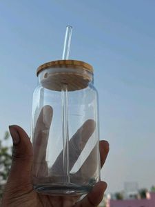 Eco-Friendly Glass Bottles with Straw Lid