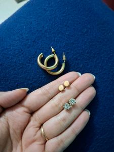 Gold Hoop &amp; Stud Earring Set