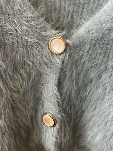 Blue Crop Jacket Oversized - Wool Fuzzy