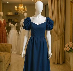 Elegant Navy Blue Midi Dress