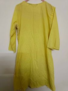 Yellow Cotton Kurta Knee Length