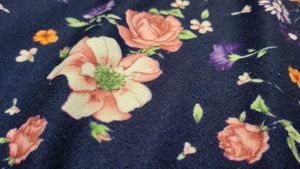 Dark Blue Floral Long Sleeves Aesthetic Cozy Top