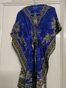 Y2K Blue Patterned Caftan Top/ Dress