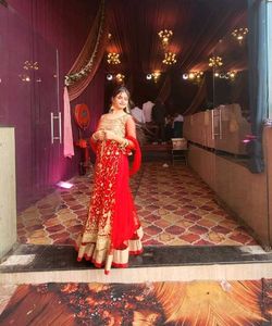 Very Beautiful Red Net Gown Heavy Embroidery