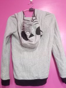 Grey Kawaii Cat zipper Hoodie