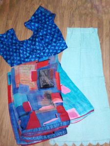 Saree With Stiched Blouse Petticoat