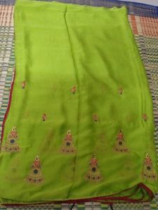 Green Embroidered Saree