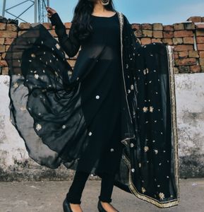Black Anarkali Suit With Dupatta
