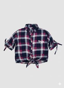 Cute Plaid Tie-Front Top