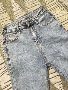Split Hem Acid Wash Jeans