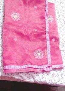 Elegant Pink Saree with Blouse Piece