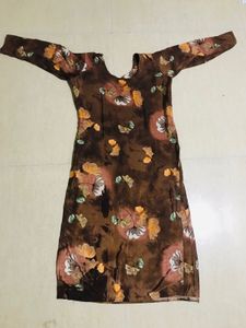 Floral Print Brown Tunic Dress