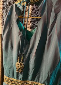 Elegant Teal &amp; Gold Indian Gown