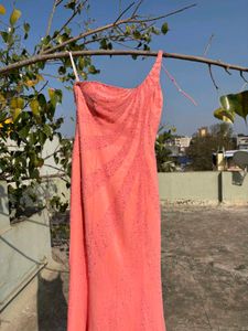 Coral One-Shoulder Dress