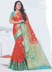 Beautiful Semi Silk Saree With Aari Work Blouse Material