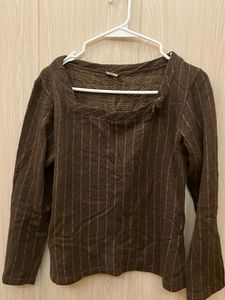 Striped Brown Long Sleeve Top