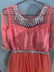 Elegant Orange Ethnic Gown