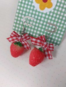 Strawberry Red Bow Earrings