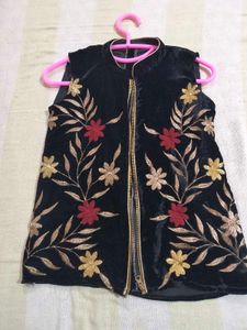 Embroidered Velvet Vest