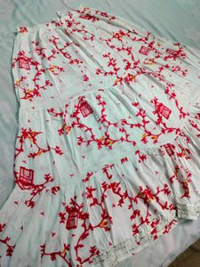 Red Floral Print Skirt