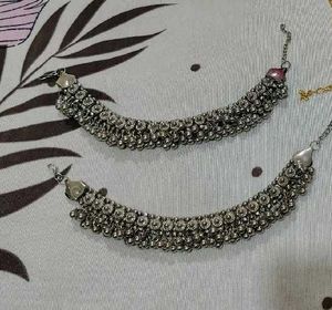 Silver Oxidised Payal